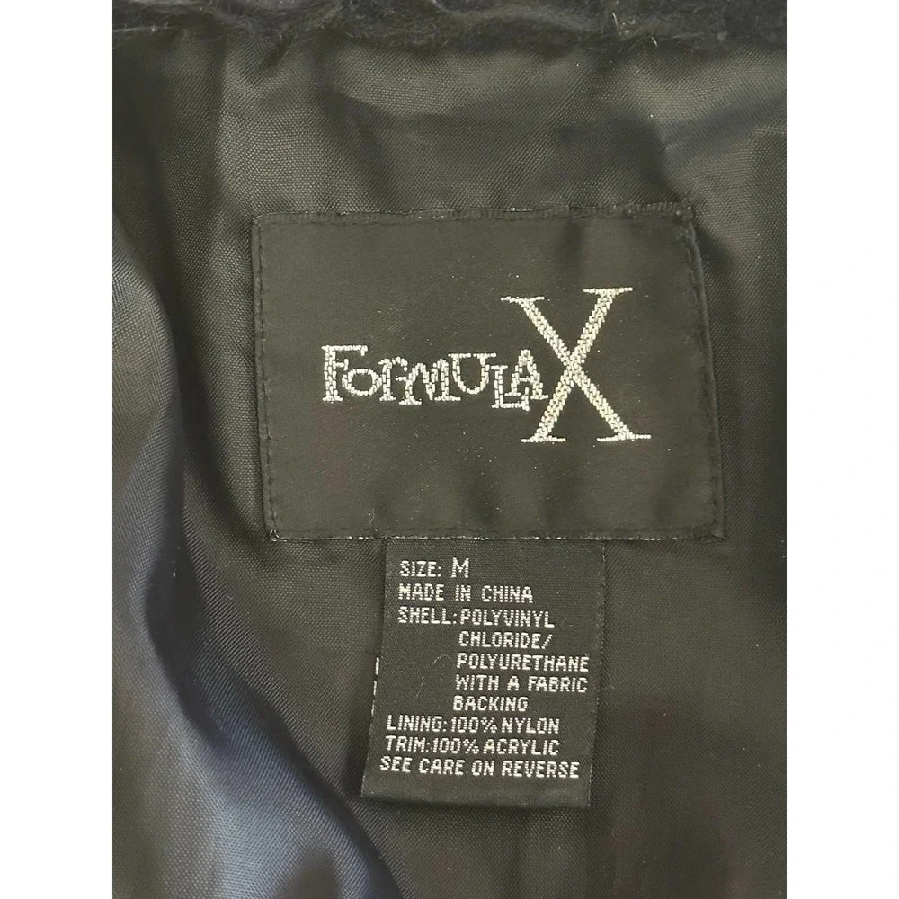 Vintage Y2K Formula X Penny lane all black coat size M faux leather fur Goth - Picture 4 of 13